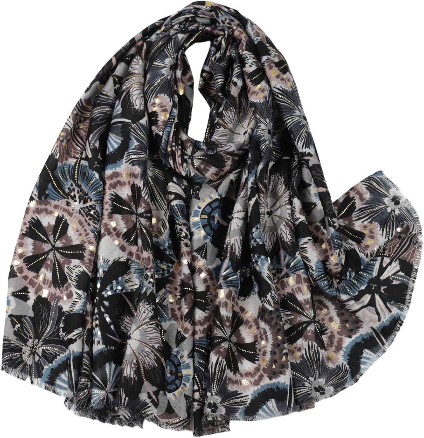 Travel Boho Scarf for Women Casual Lightweight Pashmina Scarves Fashion Multicolor Shawl Wraps with Fringed Beads