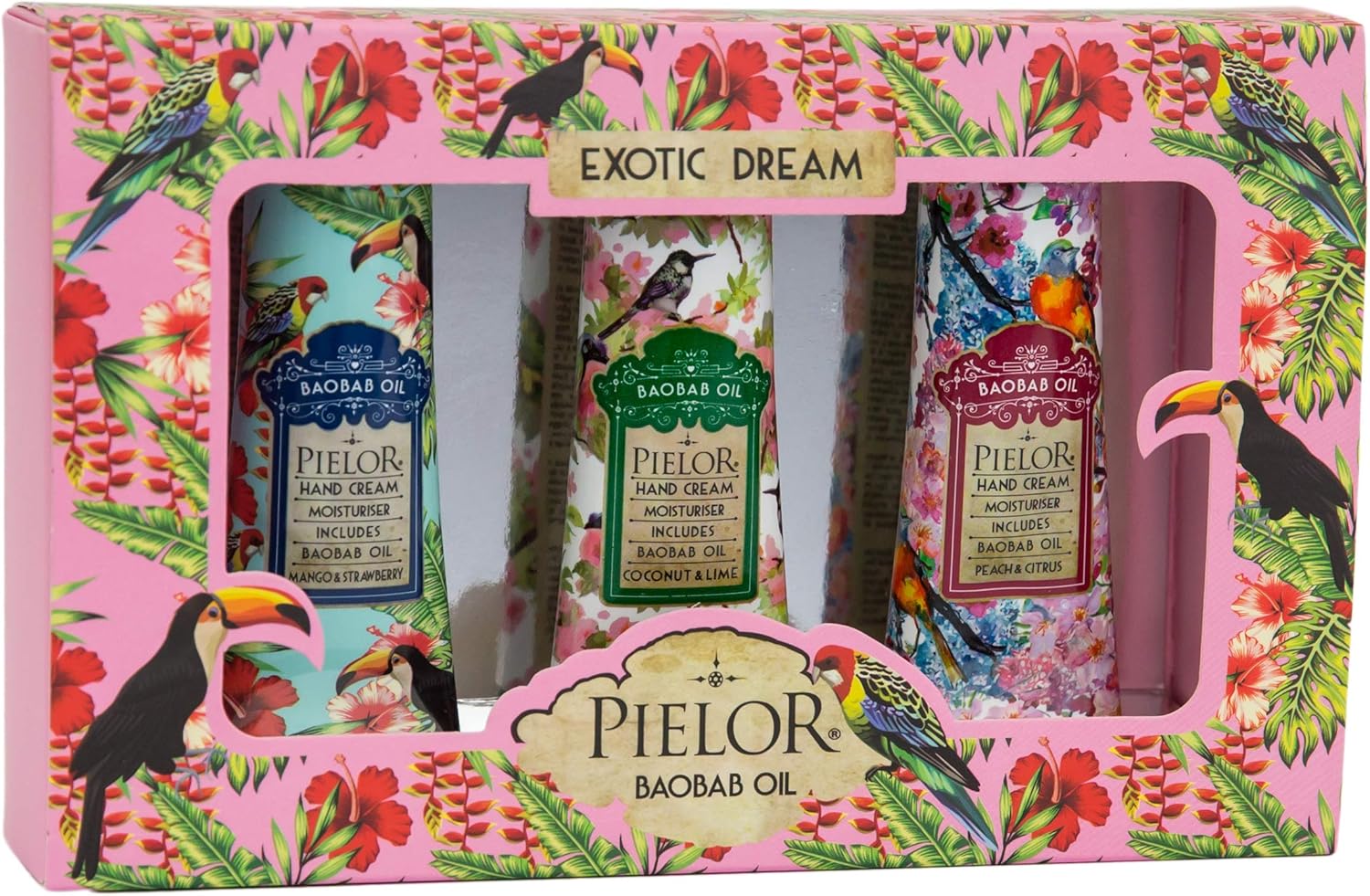 Pielor Exotic Dream Hand Cream 3-Piece Gift Box 90 ml, Pink