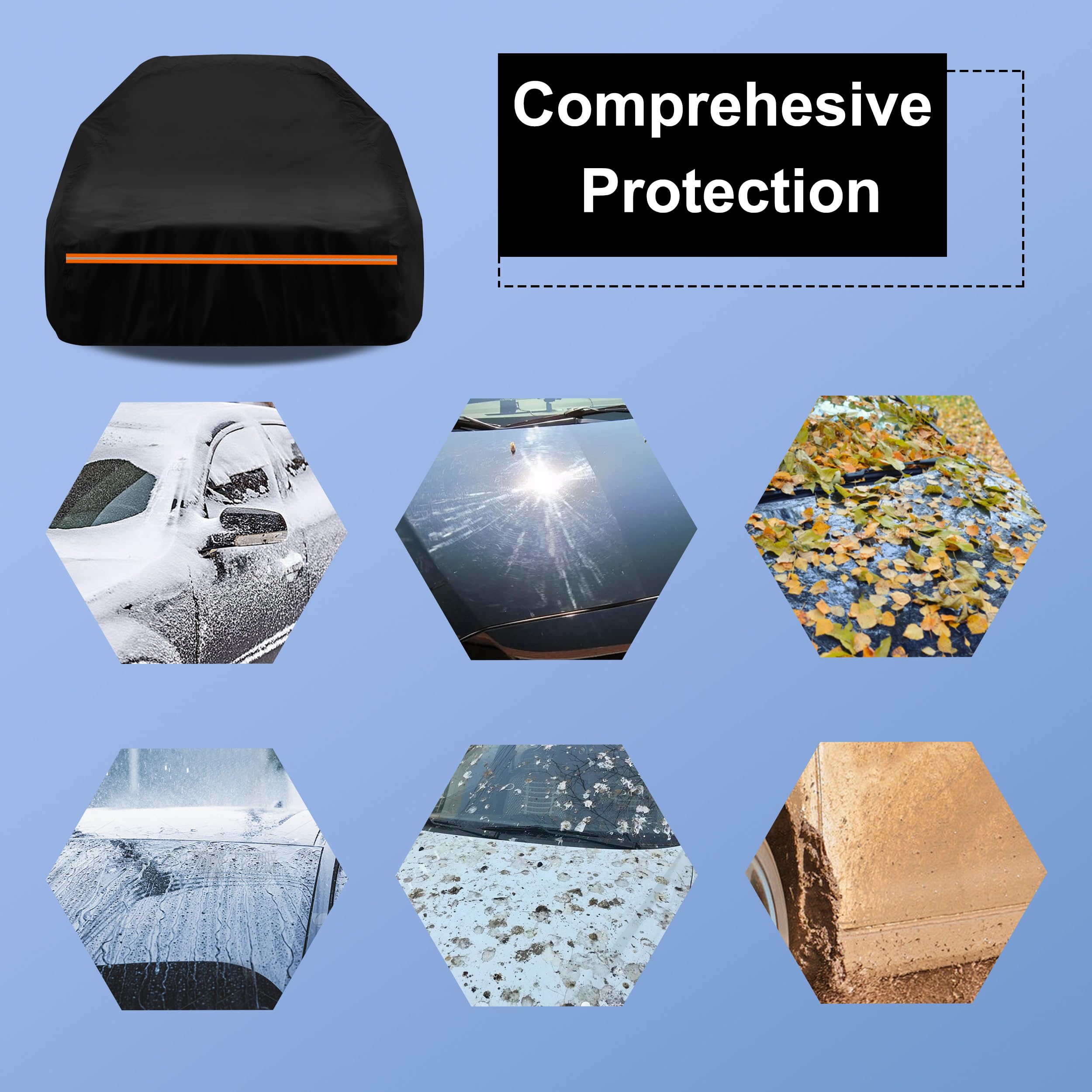 Amooca Heavy-Duty Car Covers Custom Fit for Porsche 911 1998-2025 Waterproof Sun-Proof All Weather for Automobiles Snow Cover — view 5