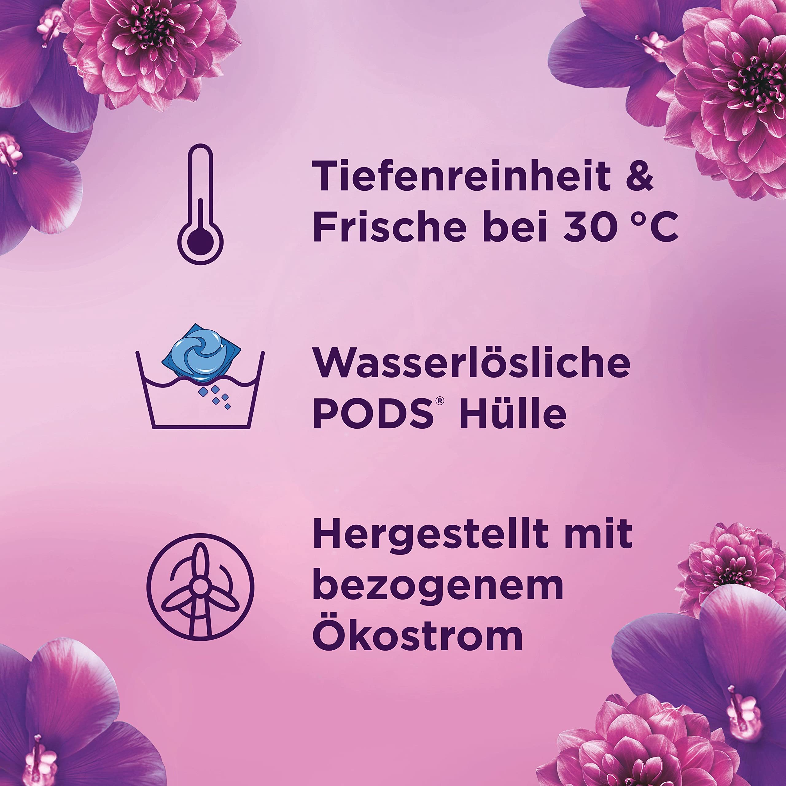 Lenor Colorwaschmittel Allin1 PODS Amethyst Blütentraum 98 Waschladungen, Hygienische Tiefenreinigung und Lang Anhaltende Frische