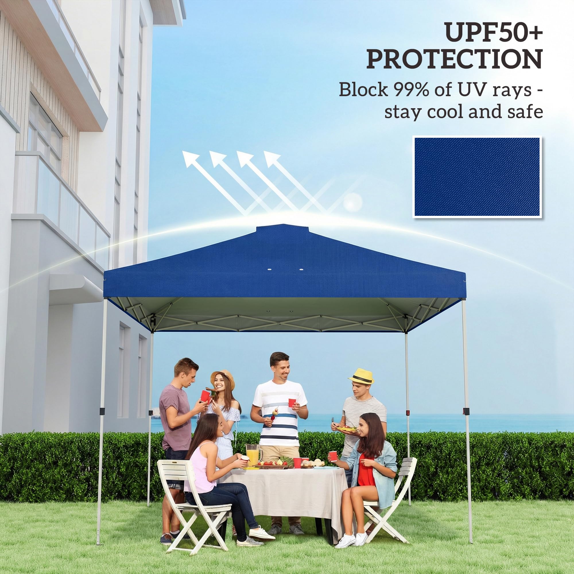 Outsunny 3 x 3(m) Pop Up Gazebo Canopy Replacement Cover with 8 Drainage Holes and Double Vents, UV50+ Waterproof Canopy Cover Replacement Top, Blue — view 4