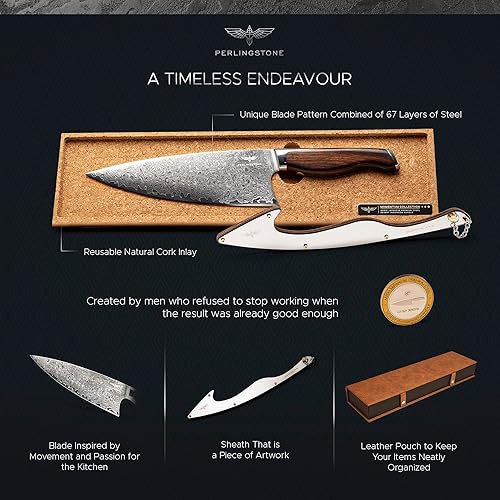 Miniatura 8 de Momentum Collection - Cuchillo de chef de 8 pulgadas, cuchillo de chef ultra afilado con hoja de acero japonés AUS10, cuchillo de cocina