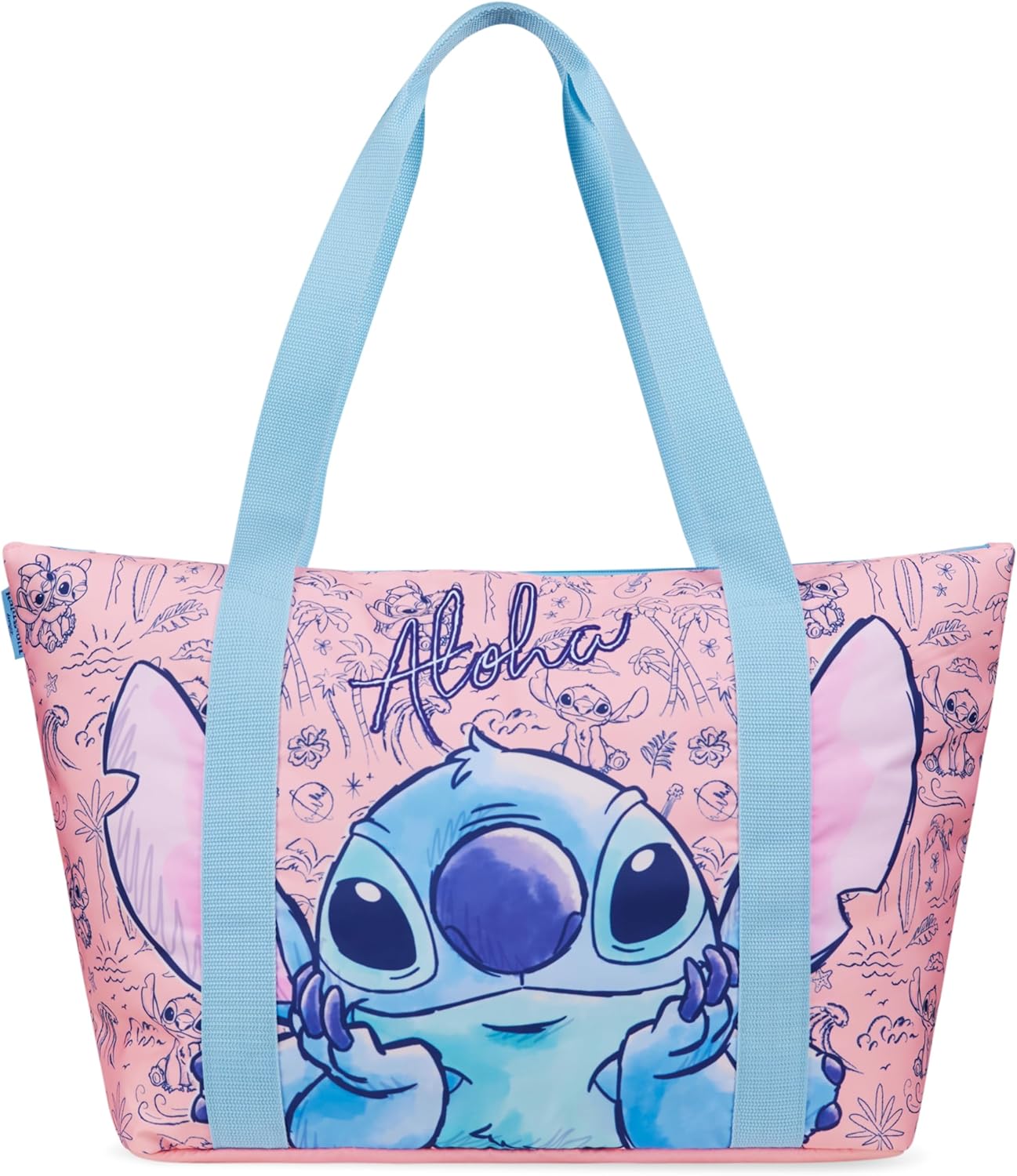 Disney Stitch Womens Tote Bag, Large Zipped Shoulder Bag for Shopping, Work - Stitch Gifts