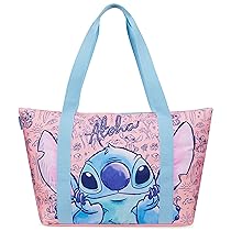Disney Borse Tote da Donna, Borsa Stitch, Tote Bag Grande, Borsa Shopper, Mare, Spiaggia, Viaggio con Cerniera