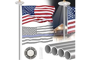 20FT Sliver Flag Pole Kit with Solar Light