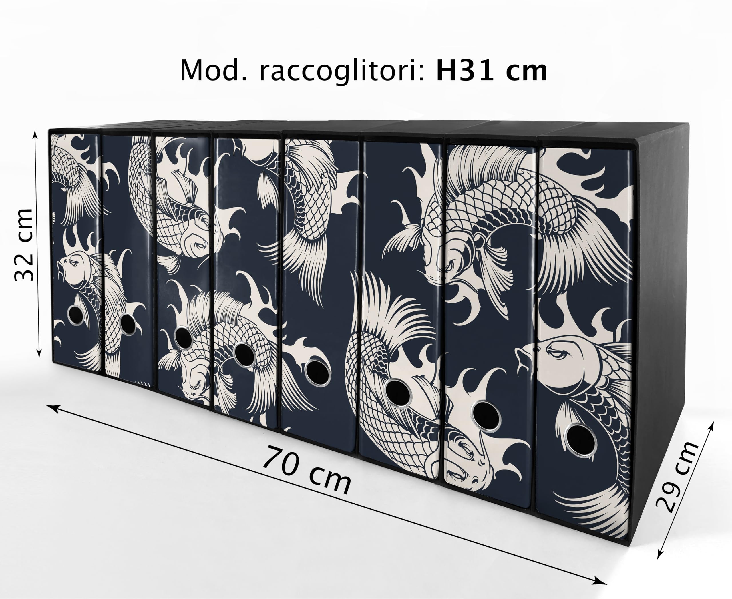 Set da 8 raccoglitori ad anelli CARPE BIANCHE - Faldoni SHAREPRINTING (H31 con 2 anelli)