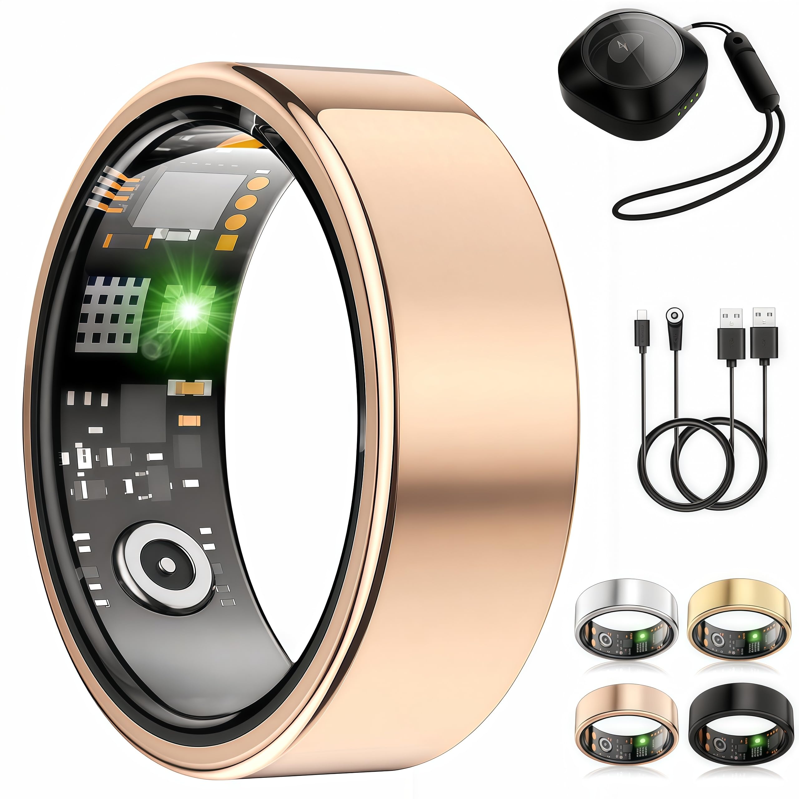 Smart Ring Fitness Tracker for Women Men without Subscription Rosegold,8-image-38