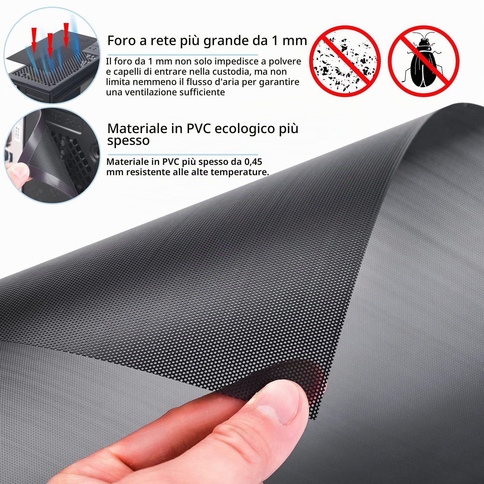 [Confezione da 4] 400 x 300 mm DIY PC Case Filtro a rete antipolvere in PVC con striscia magnetica per computer PC Case