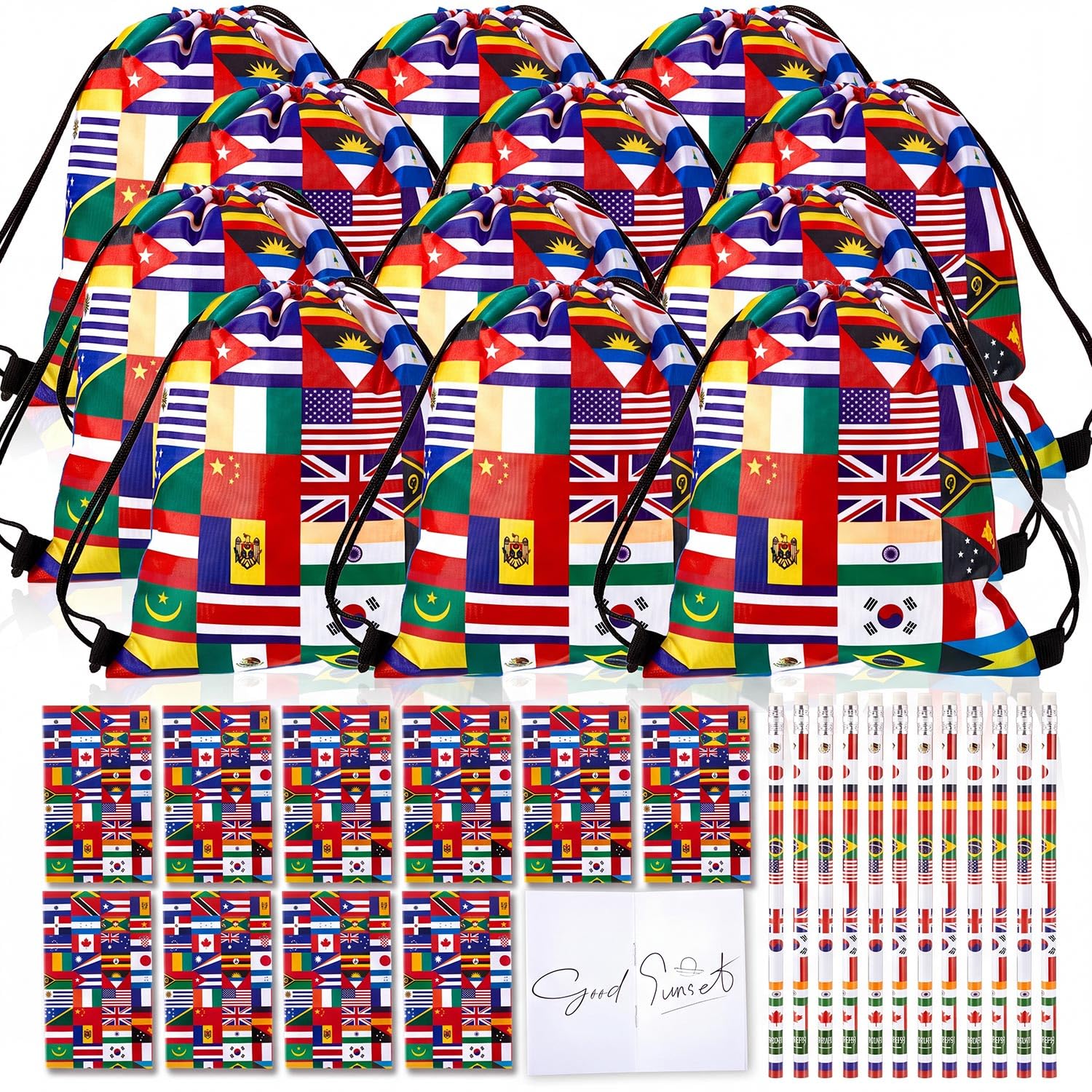 Photo 1 of Amylove International Flag Drawstring Bags & Party Favors (12 Sets)