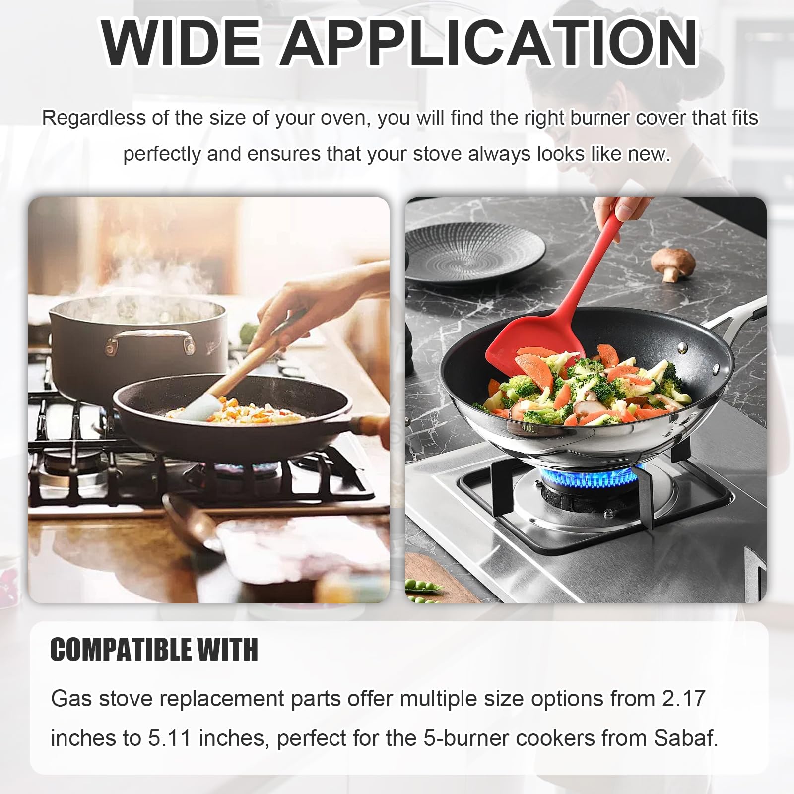 Chapeaux de Brûleurs, 5pcs Bruleur Gaz, Brûleur Cuisinière à Gaz, Chapeau de Couronne de Brûleur à Gaz, Capuchon de Flamme de Brûleur à Gaz Adapté au Brûleur de Cuisinière à Gaz SABAF