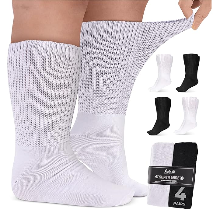 Buy Pembrook Extra Wide Socks for Swollen Feet 4 Pair Bariatric Socks