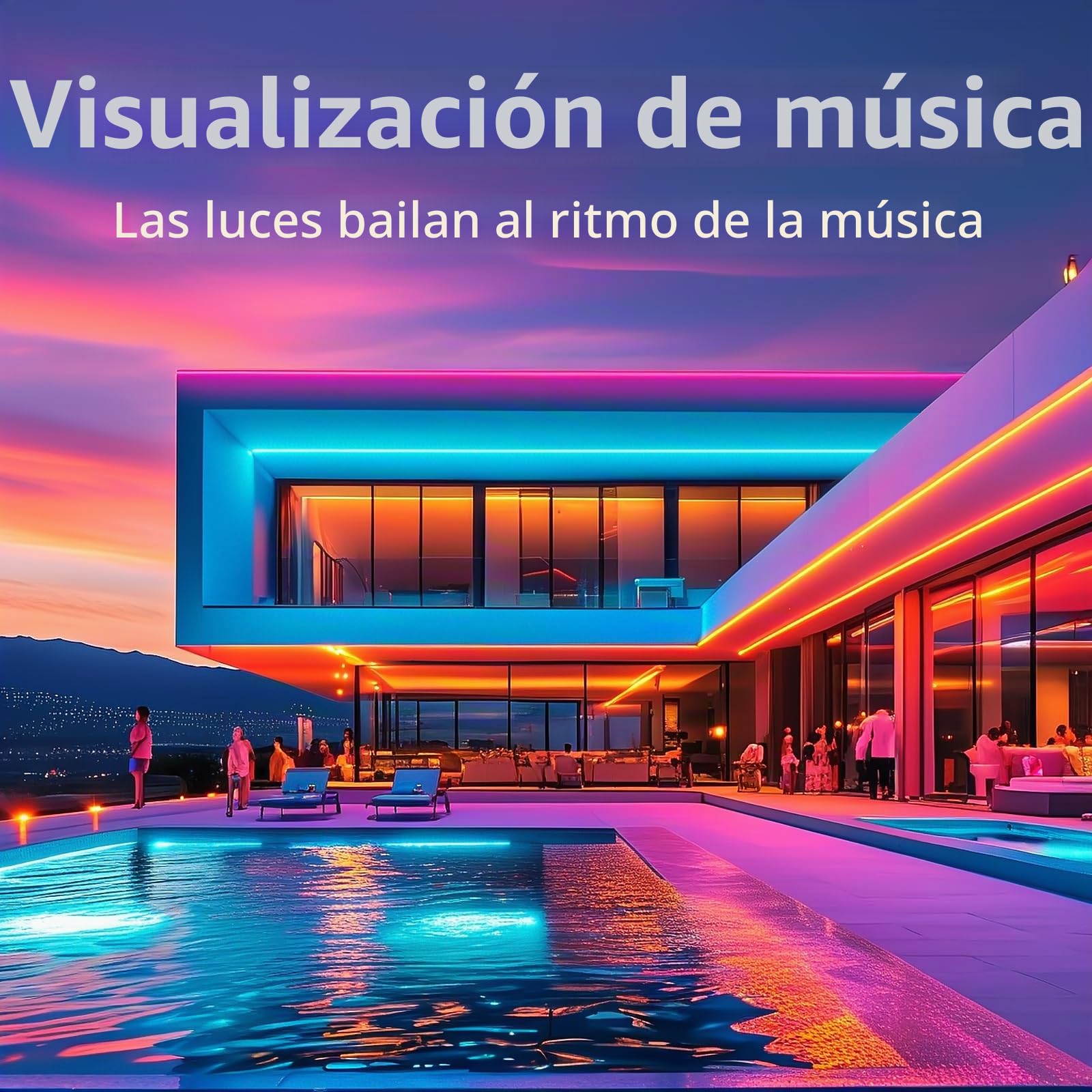 Tira LED para exteriores, 30 m, Smart IP67, sincronización con música, control por app, montaje en pared, RGB, impermeable, para balcón, jardín, dormitorio (Sin control remoto) (30 meter)