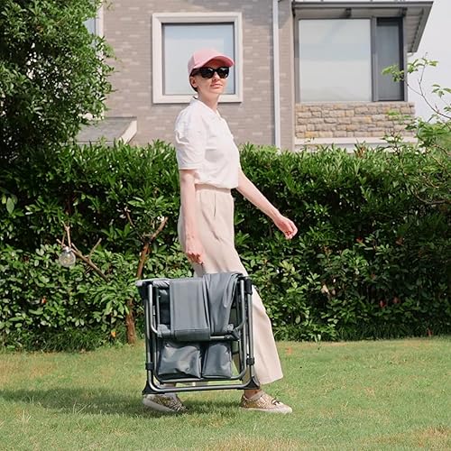 Miniatura 2 de TIMBER RIDGE Silla de camping resistente con tamaño compacto, silla de directores portátil con mesa auxiliar y bolsillo para camping, césped,