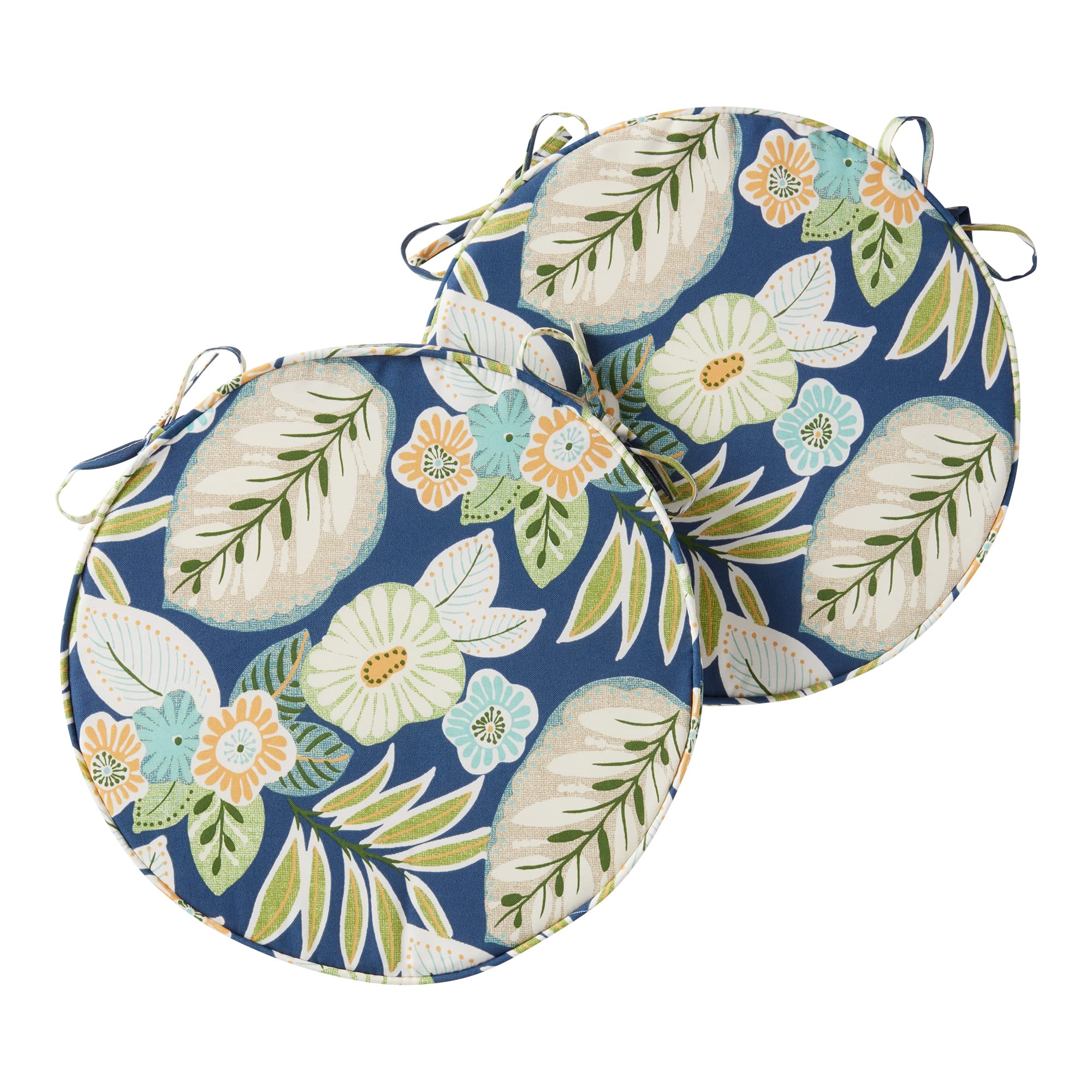 Greendale Home Fashions Outdoor 18-inch Round Reversible Seat Cushion, 2-Pack, Magnolia Floral 2 Count