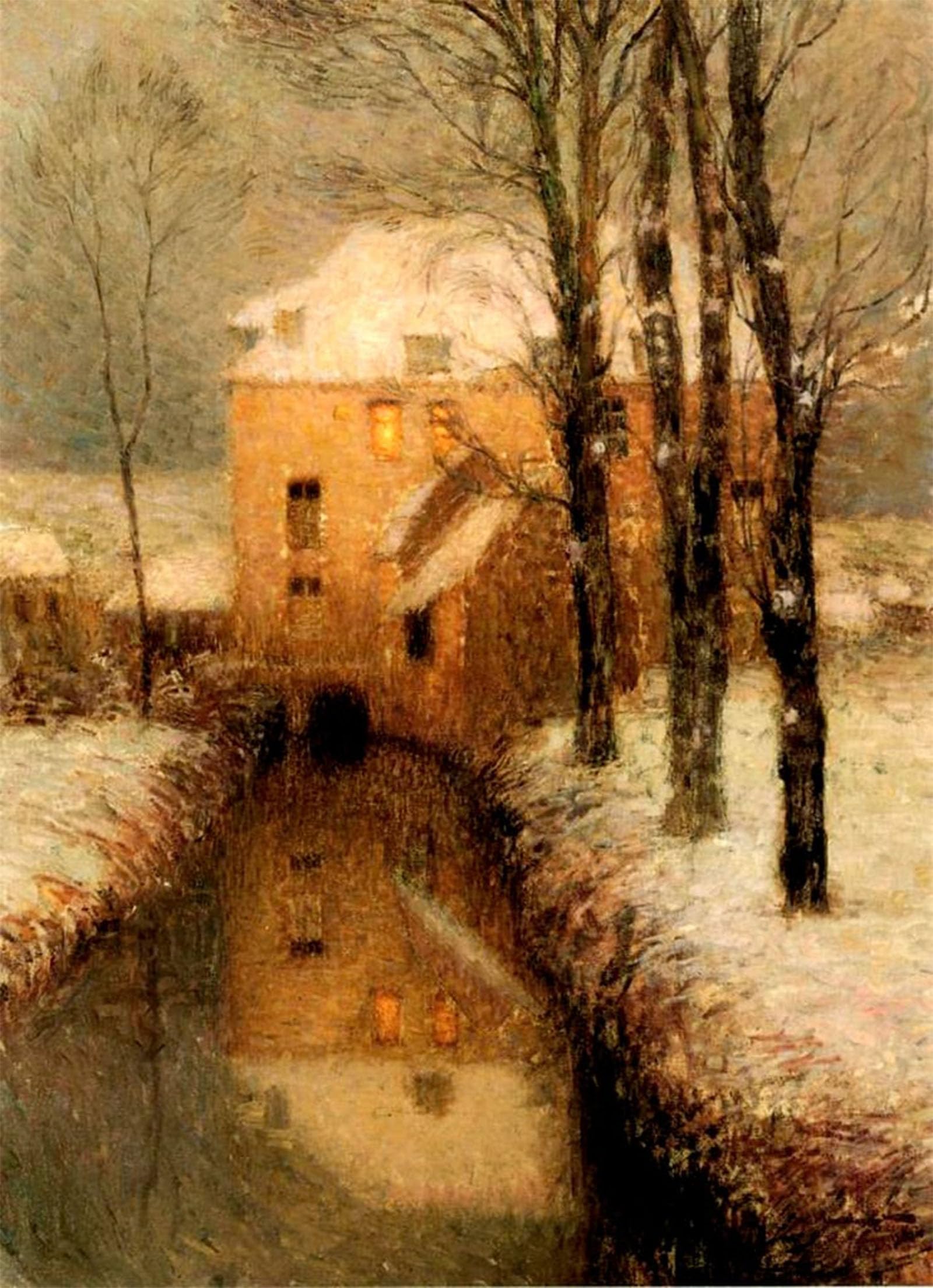 ARTXLXXBN Famous Painting Canvas Artwork Graffiti Print the Canal in Winter by Henri Eugene Augustin Le Sidaner Portrait Canvas Image for Home Decor 60x90cm
