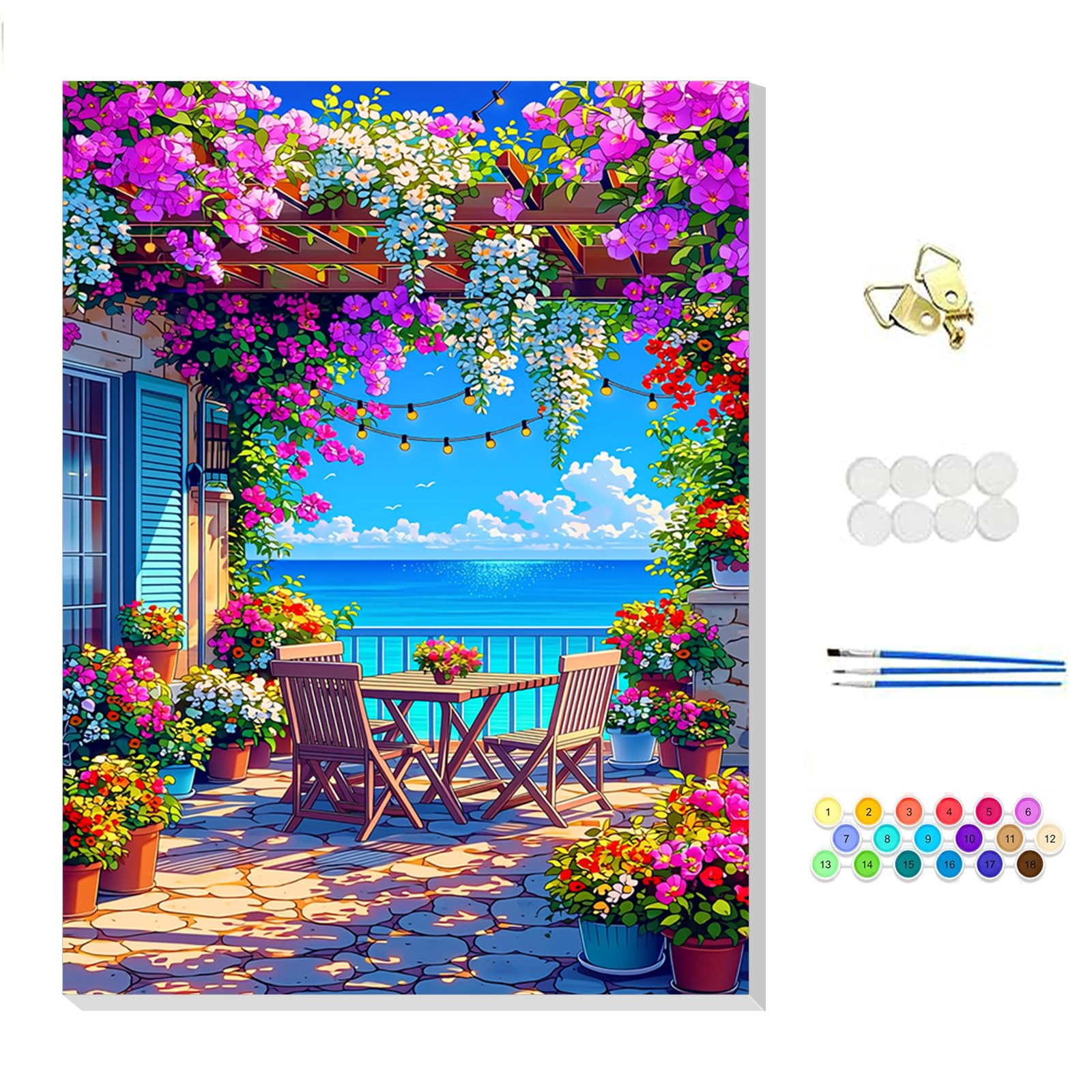 NEWENMO Outdoor Patio Paint by Numbers for Adults with Frame 20x30cm