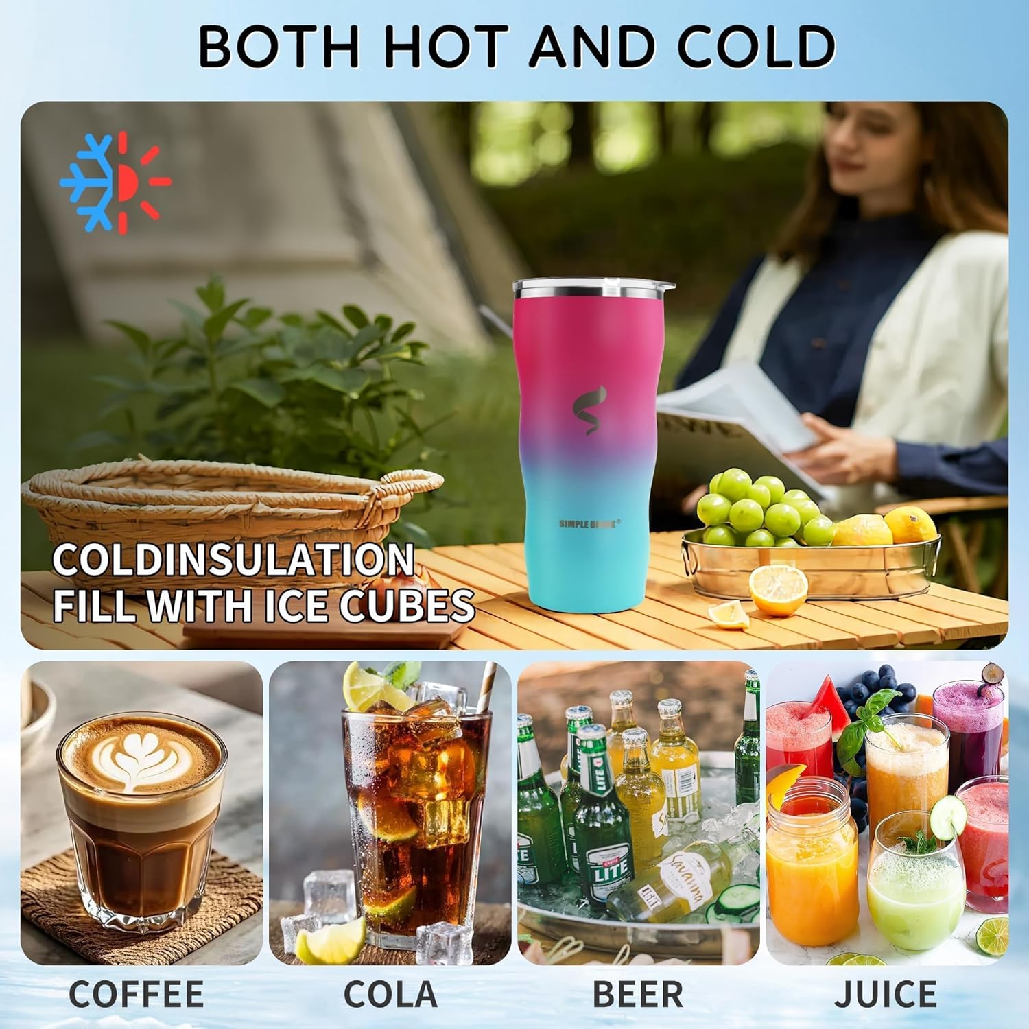 20Oz Insulated Tumbler With Straw And Lid, Stainless Steel Coffee Cup, Double Wall Vacuum Travel Mug,Spill proof Iced Coffee Tumbler, Beach tumbler, Green Red Tumbler - Image 6