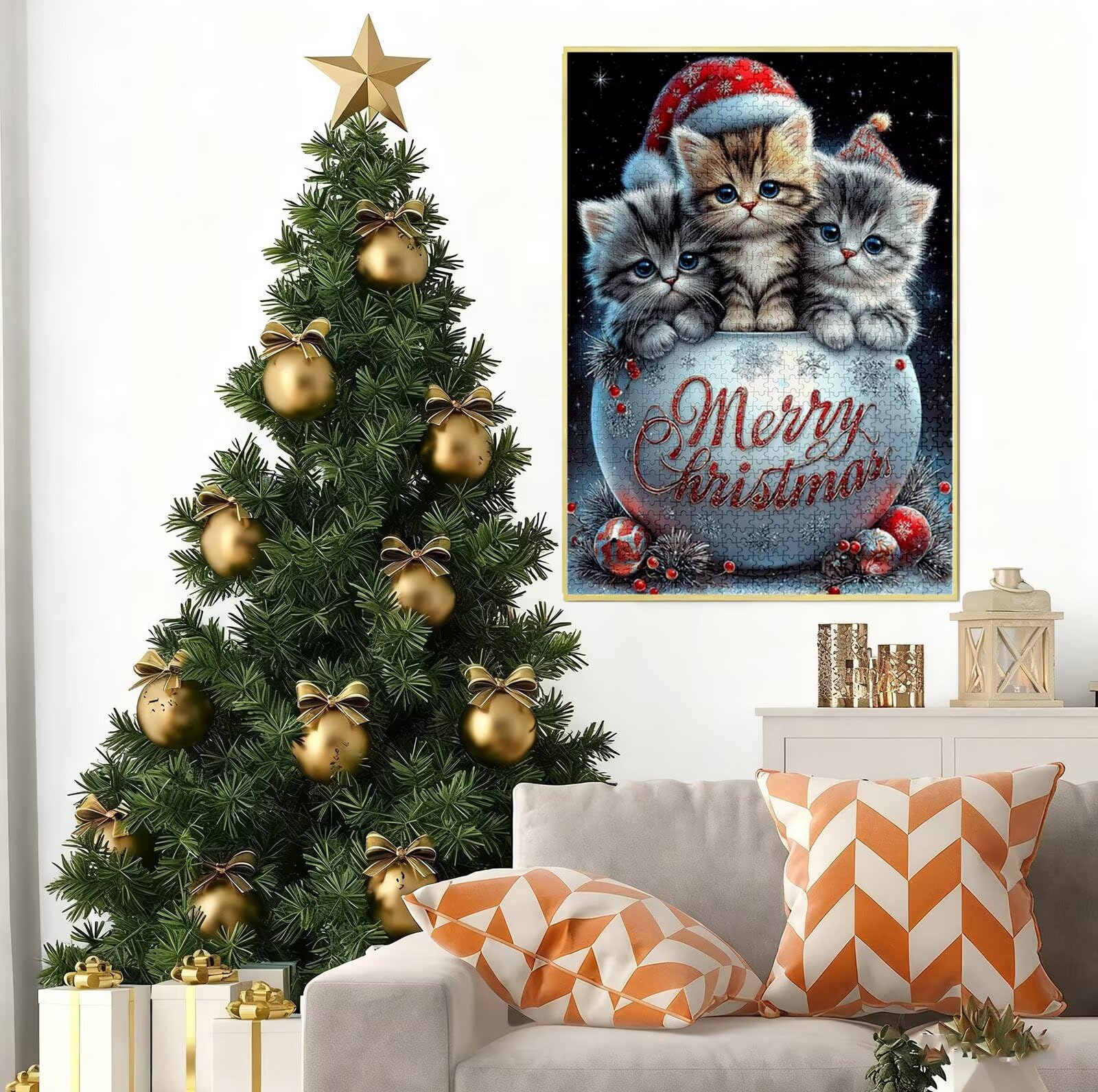 Puzzle 5000 Pezzi per Adulti, Puzzle Gatto in Legno per Adulti, Puzzles Natale Impegnativi, Giochi Educativo per Famiglie, Rompecapo con Scatola per Decorazioni Casa, Donna Regalo di Natale B-8639