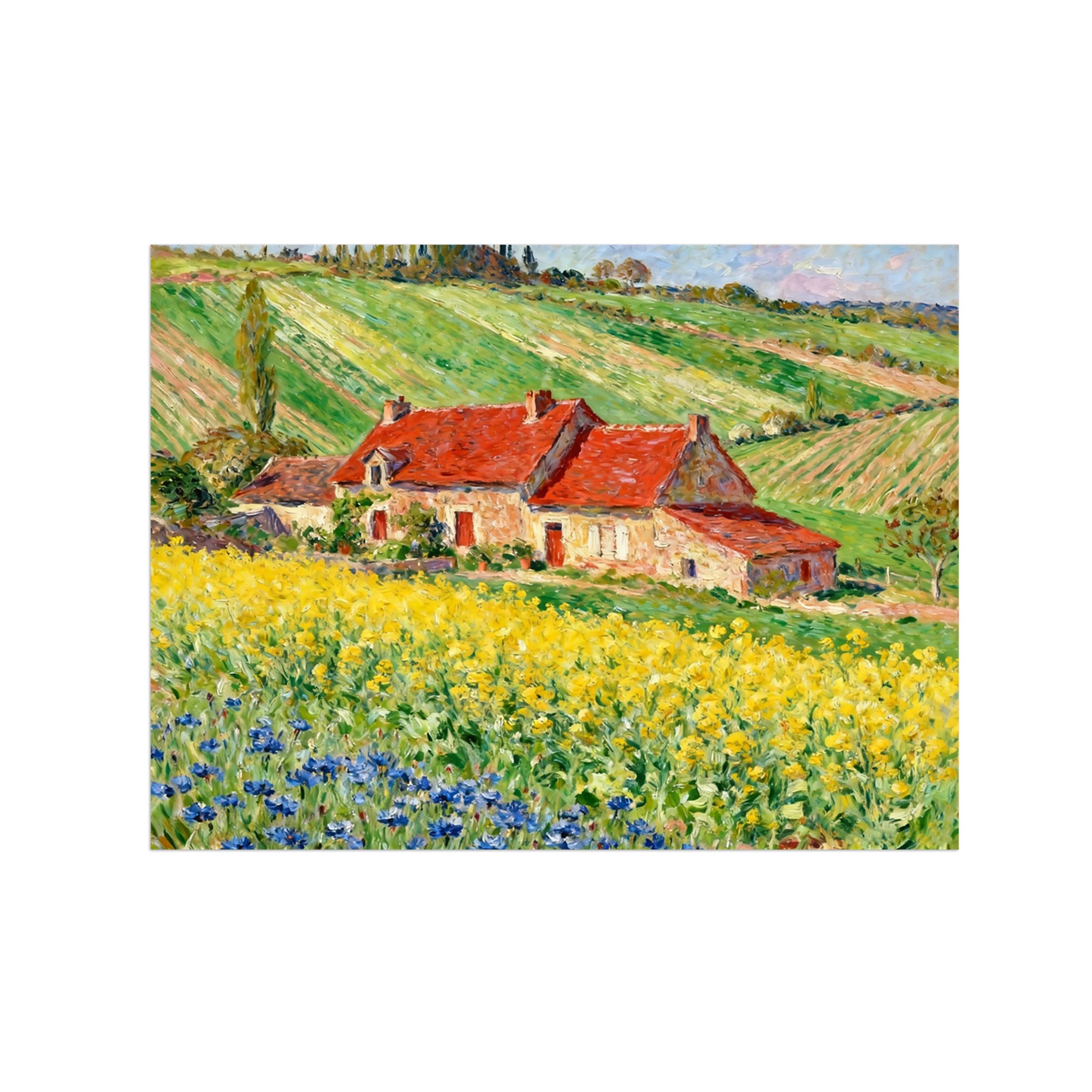 OZPWBVY Flowers House Landscape Canvas Wall Art Picture 60x80cm Unframed