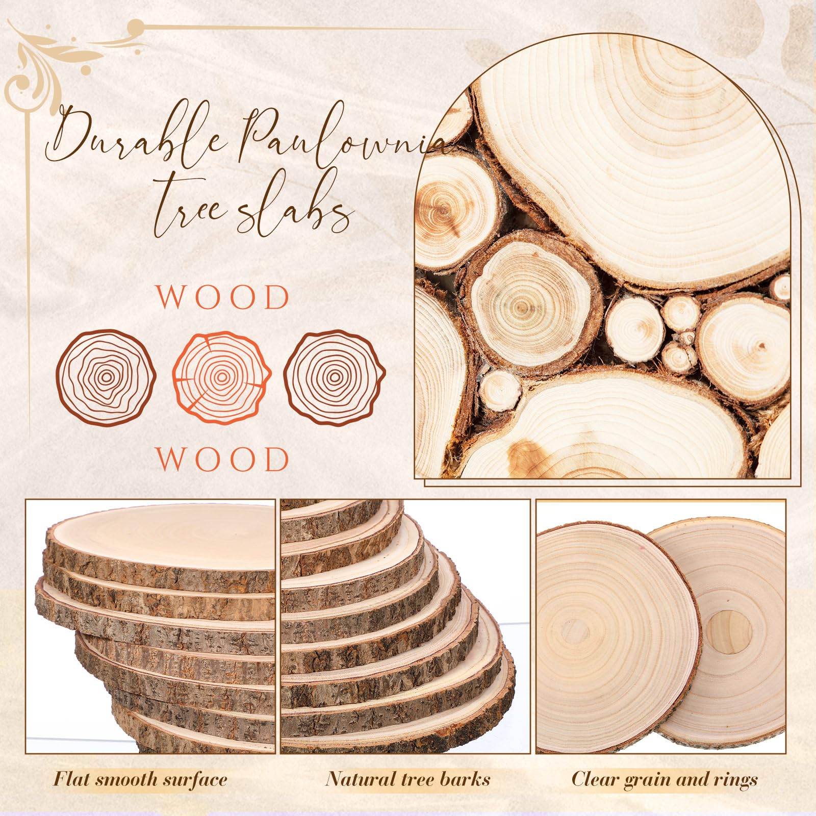 Tioncy Paquete de 10 rodajas de madera grandes para centros de mesa, losas de madera redondas sin terminar para decoración de mesas, círculo de madera natural para manualidades, decoración rústica de
