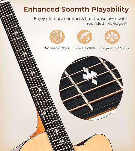 Miniatura 2 de Vangoa Kit de guitarra acústica eléctrica para principiantes y adultos, juego de guitarra acústica de tamaño completo con bolsa de pastillas