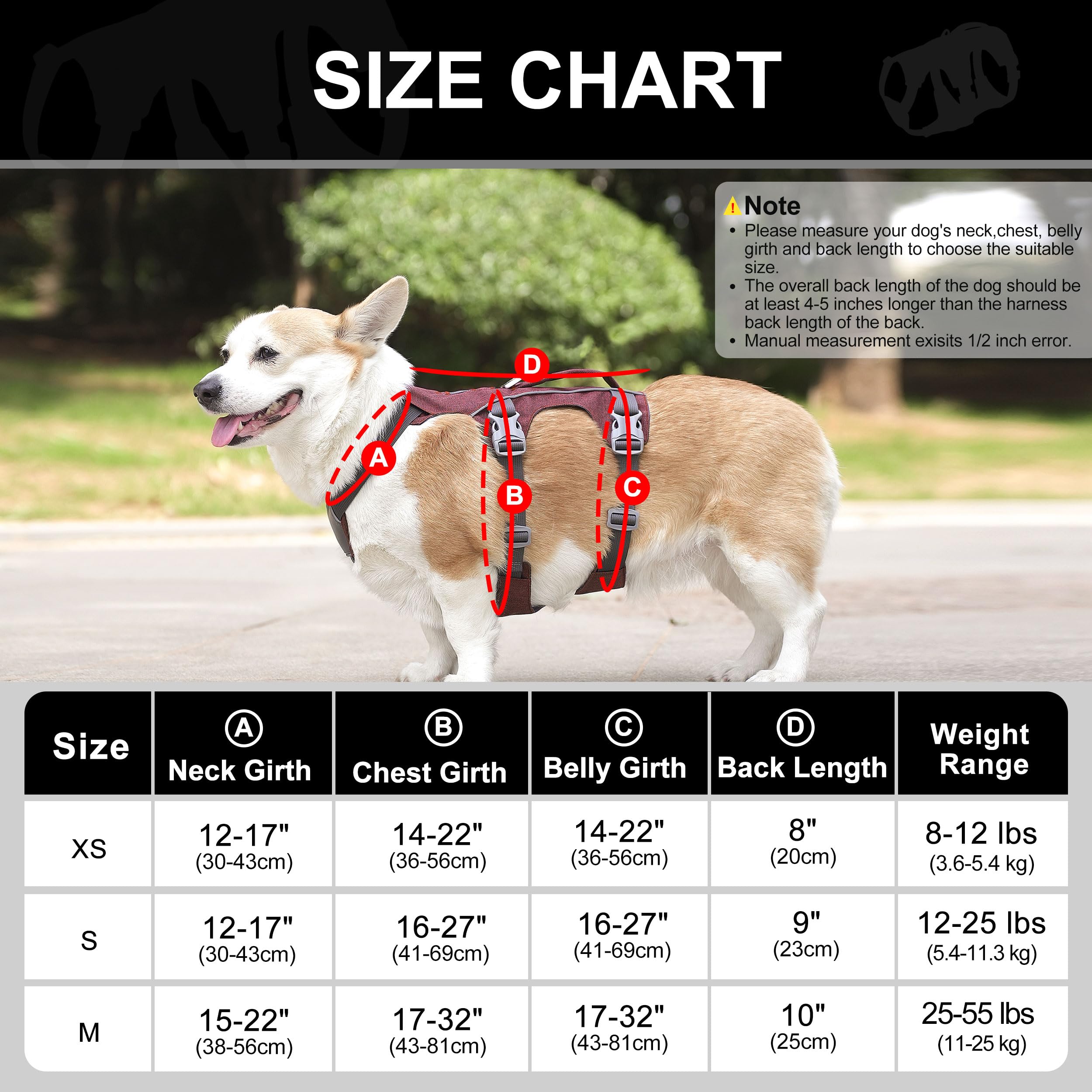 Arnés para perro de tamaño mediano a prueba de escape con asa, chaleco reflectante para perro, arnés transpirable y suave de cuerpo completo para mascotas, para caminar, entrenar (rojo, M)