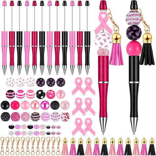Tinlade 12 bolígrafos con cuentas a granel con 50 bolígrafos de cuentas de colores surtidos, kit de fabricación de bricolaje, bolígrafo multicolor,
