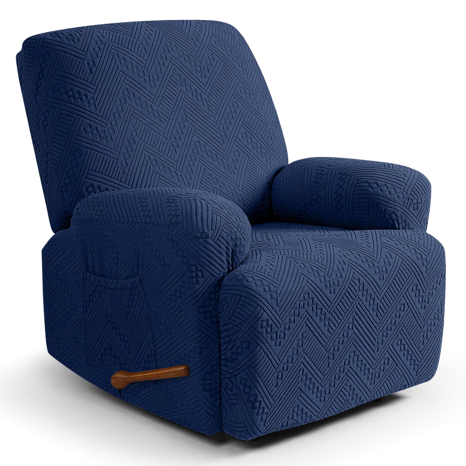 Ruaozz Recliner Chair Covers, Soft Stretch Recliner Slipcover, Dark Blue