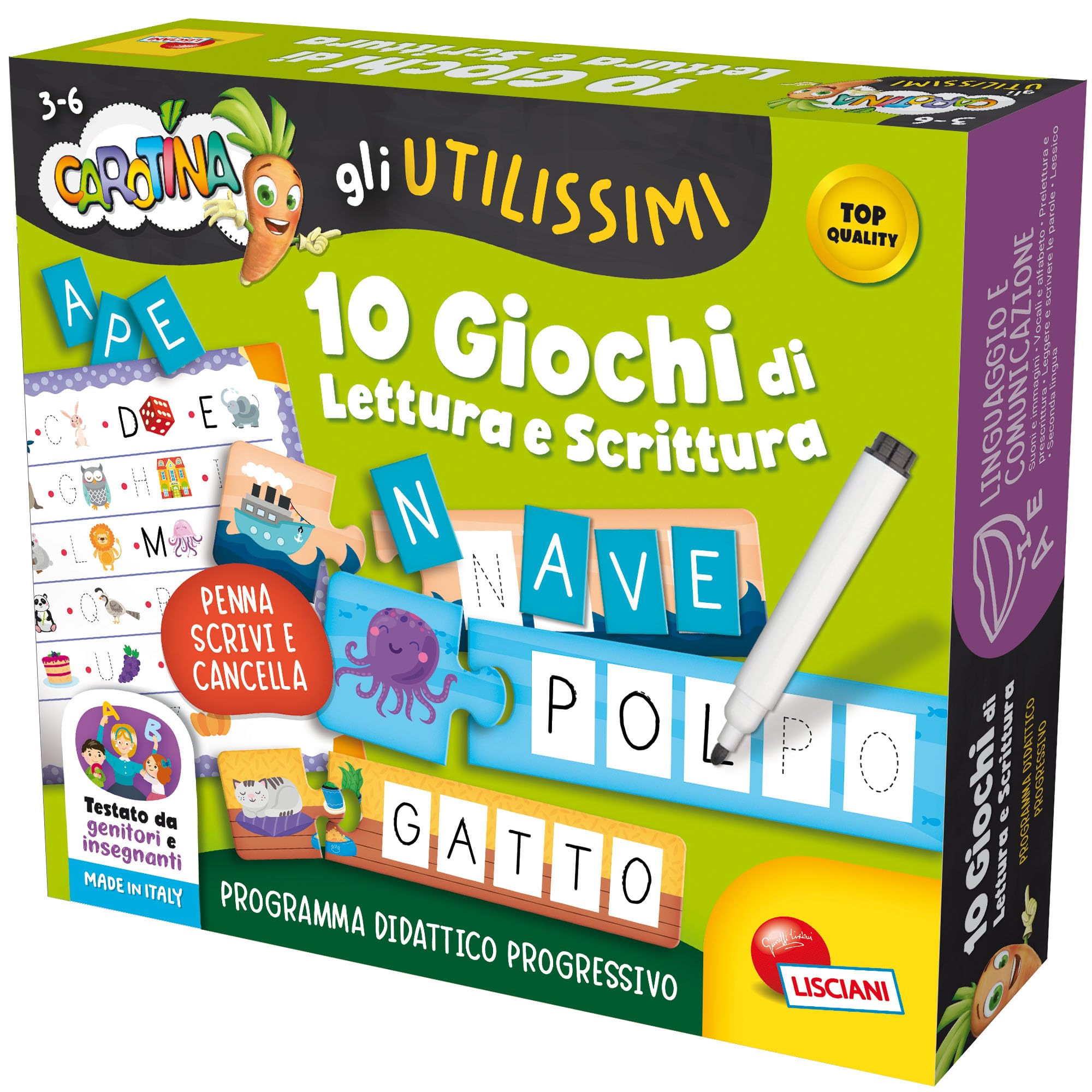 Lisciani Giochi - Carotina Gli utilissimi 10 giochi di lettura e scrittura