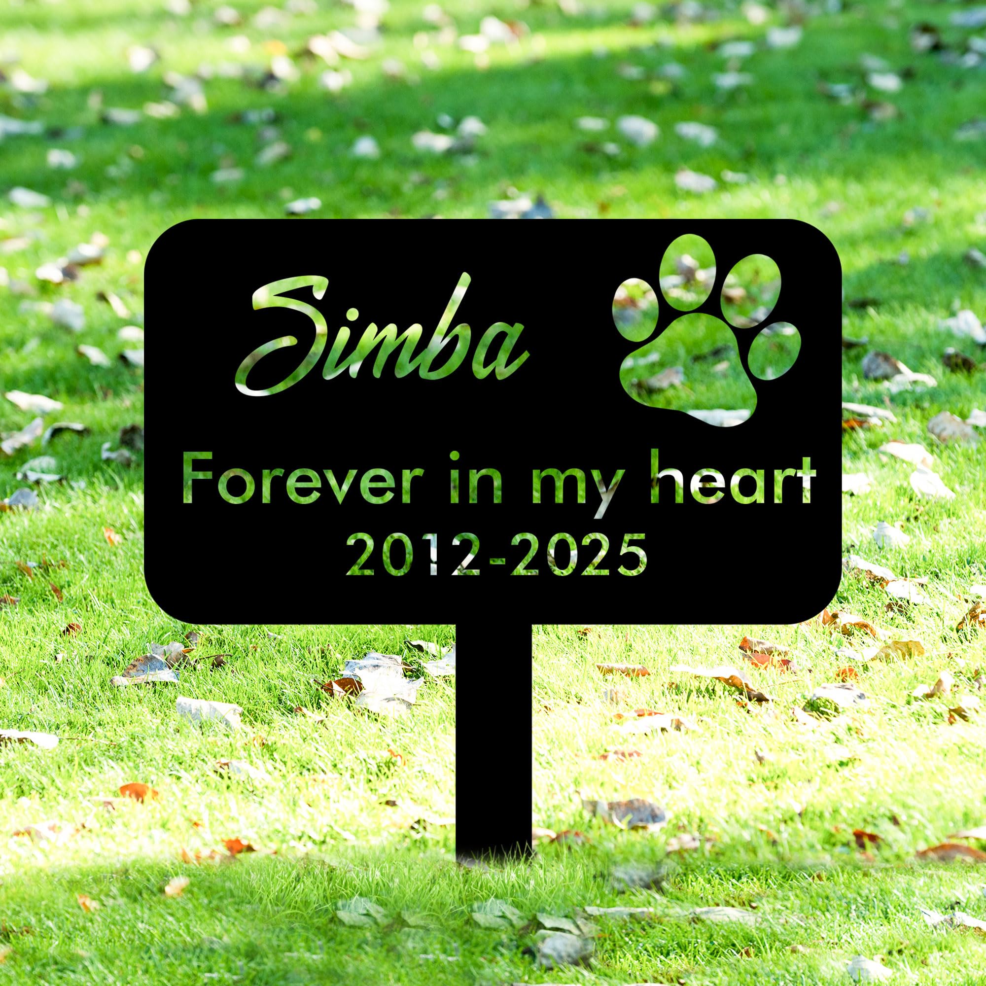 Personalized Dog/Cat Memorial Garden Stake - Custom Metal Grave Marker with Floral Engraving - Outdoor Pet Tombstone for Cemetery Decor - Durable Black Dog/Cat Headstone Memorial Gift