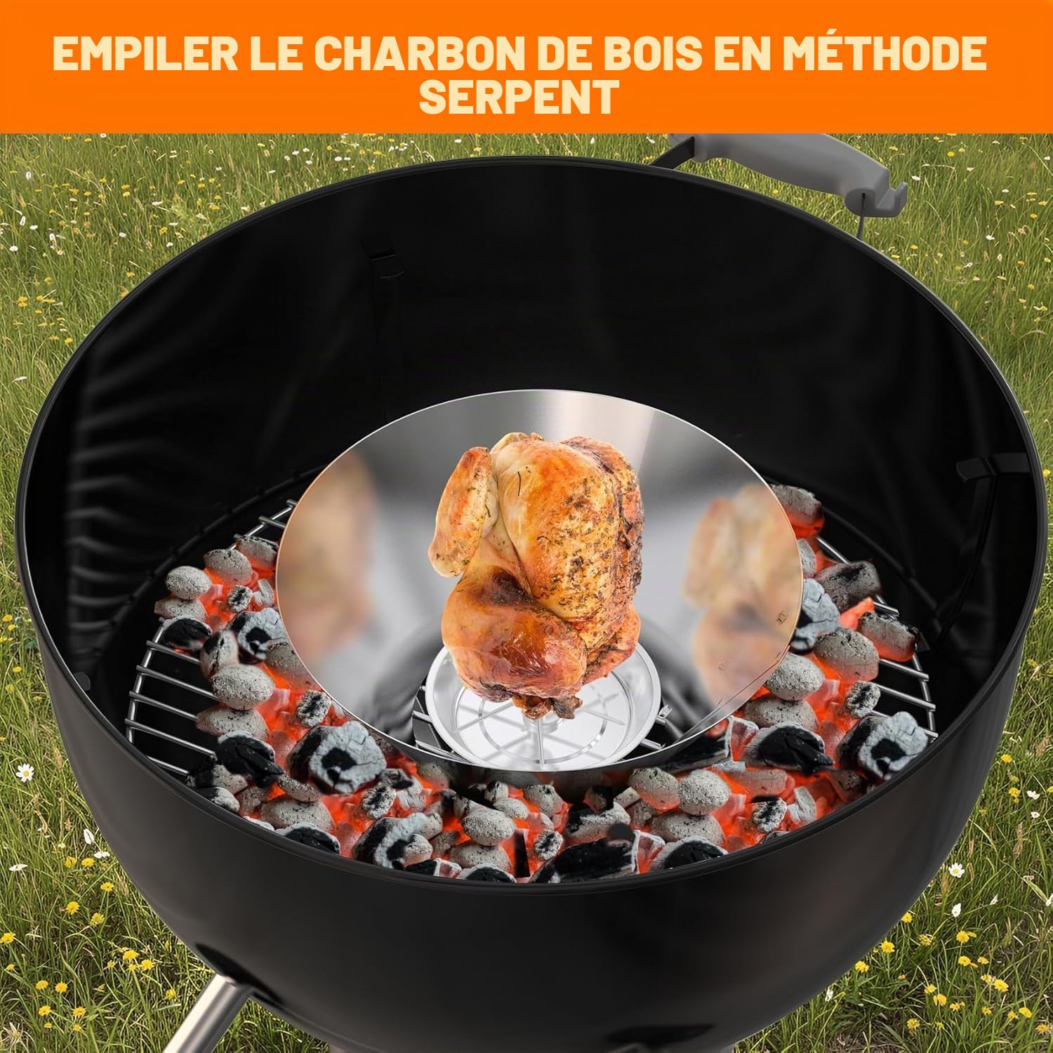 Onlyfire Panier à Charbon INOX pour Weber Kamado Joe Big Green Egg Char-Basket Vortex 57 67 cm Barbecue Fumoir