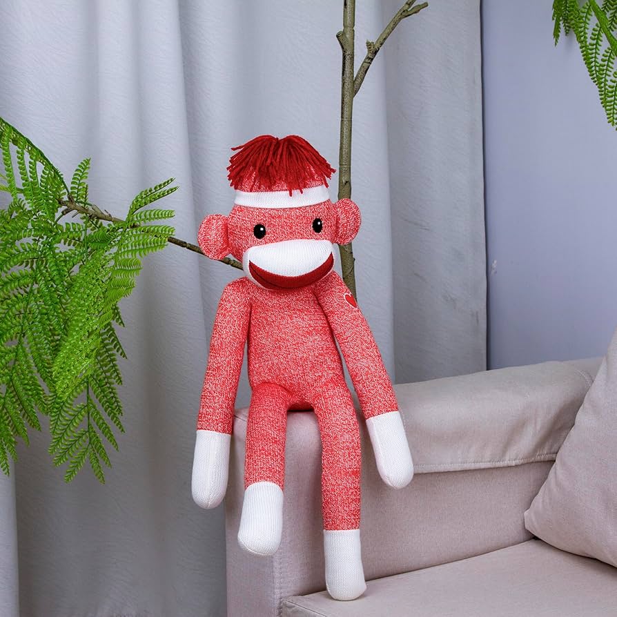 Amazon.co.jp: Plushland 愛らしいオレンジ色の靴下猿