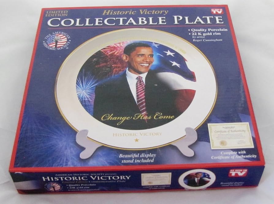 記念グッズ Historic Victory Collectable Plate obama American Historic Society Barack Obama 