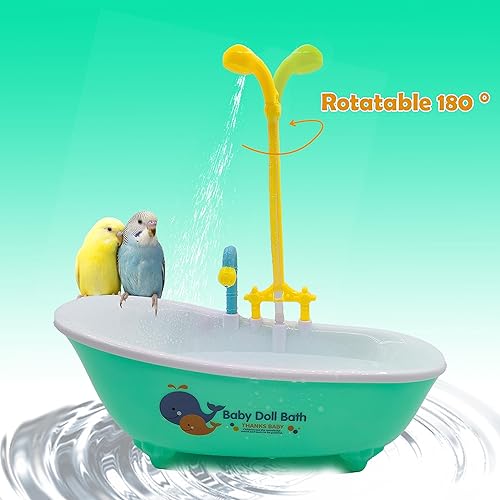 Miniatura 7 de Tina automática Parrot con ducha, bonita bañera duradera para pájaros, fuente de baño para pájaros pequeños y medianos, cacatúas, periquitos