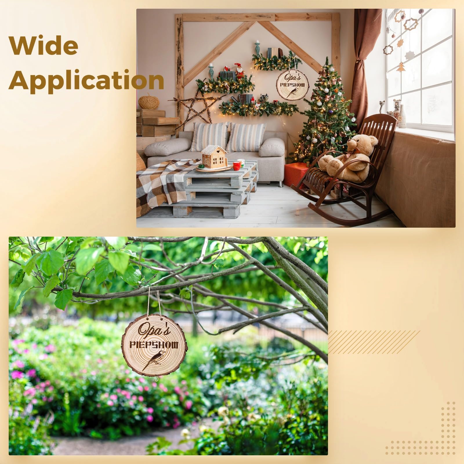 Holz Vogel-Futter-Schild beidseitig graviert, handgeschnitzte Gartenplakette, besondere Outdoor-Deko für Hof und Garten, witziges Geschenk für Opa, liebevolle Geschenkidee für Großvater