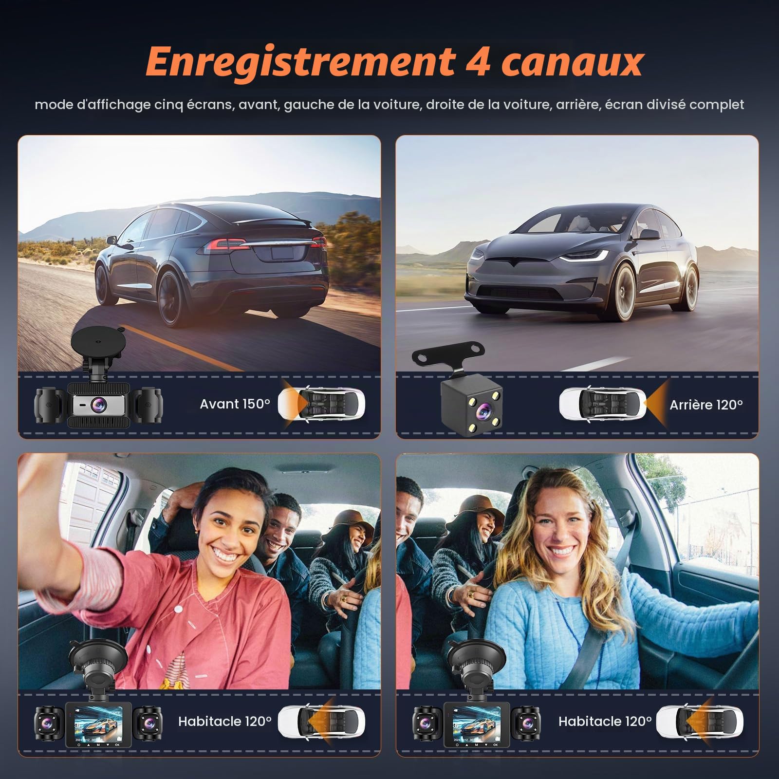 Roinvou Dashcam Voiture Avant 1080P, Camera Voiture 2.4'' IPS Écran, Dash Cam Grand Angle 170°, Camera Voiture avec Carte SD 64G, Vision Nocturne, Enregistrement en Boucle, Capteur G, Parking Monitor