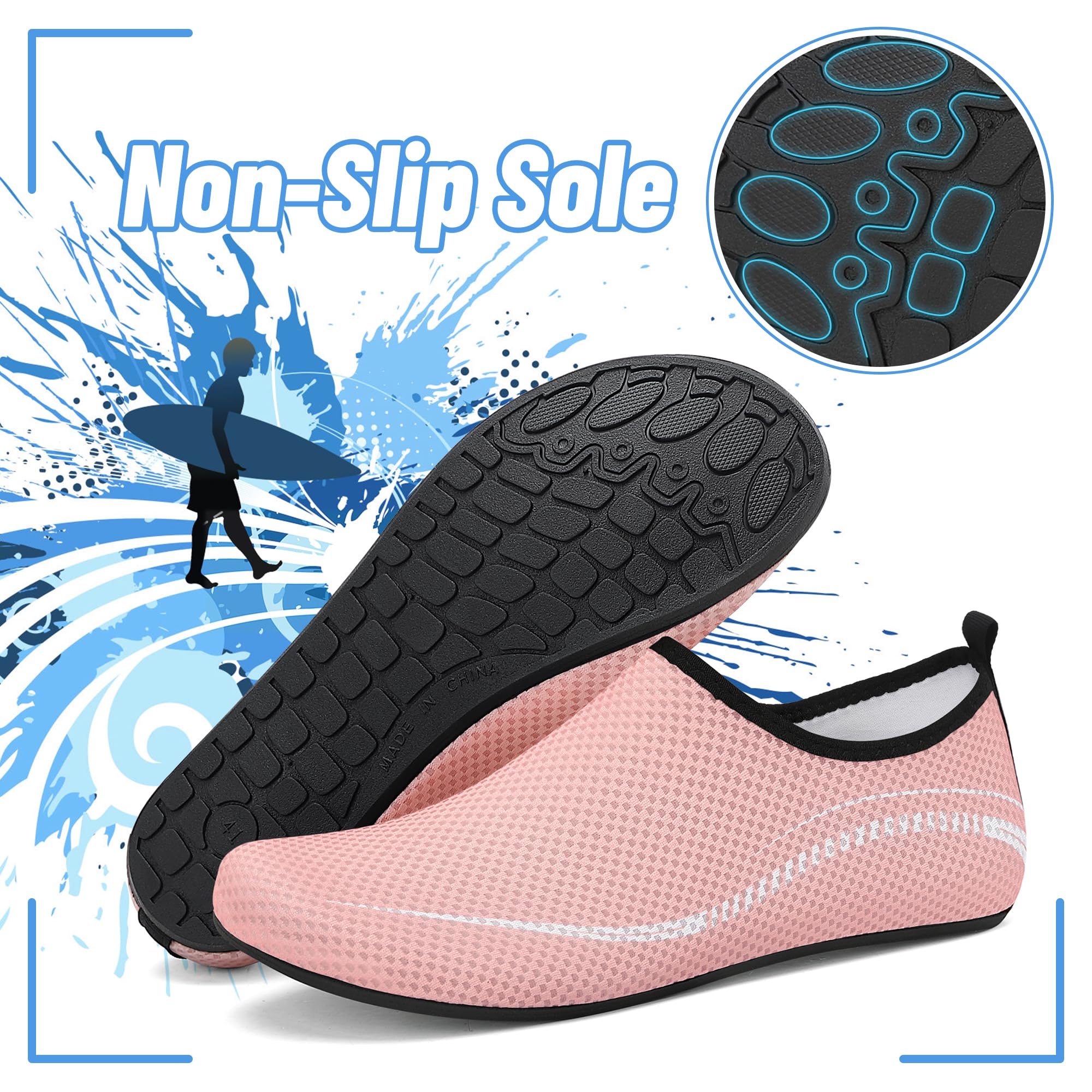 Buty do Wody Water Shoes Buty do SportóW Wodnych Lekkie Buty do PłYwania Buty PlażOwe Buty do Jogi Buty do Surfowania dla Kobiet I MężCzyzn.Różowy, 38EU