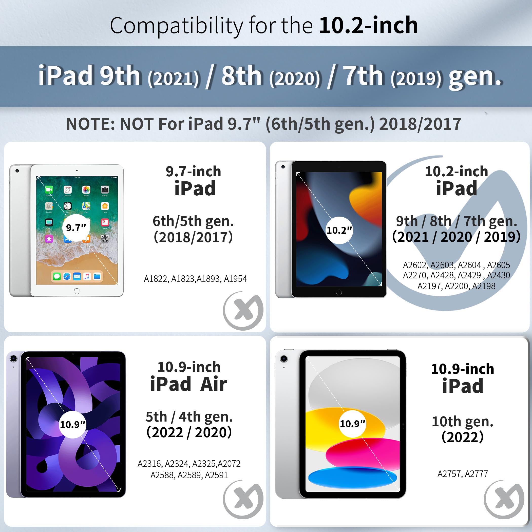 CACOE Cover Custodia Compatibile con iPad 8a Generazione 2020/iPad 7a Gen 2019, Leggero Cover Protettivo Supporto Pieghevole con Pencil Holder per iPad 10.2, Stella Blu