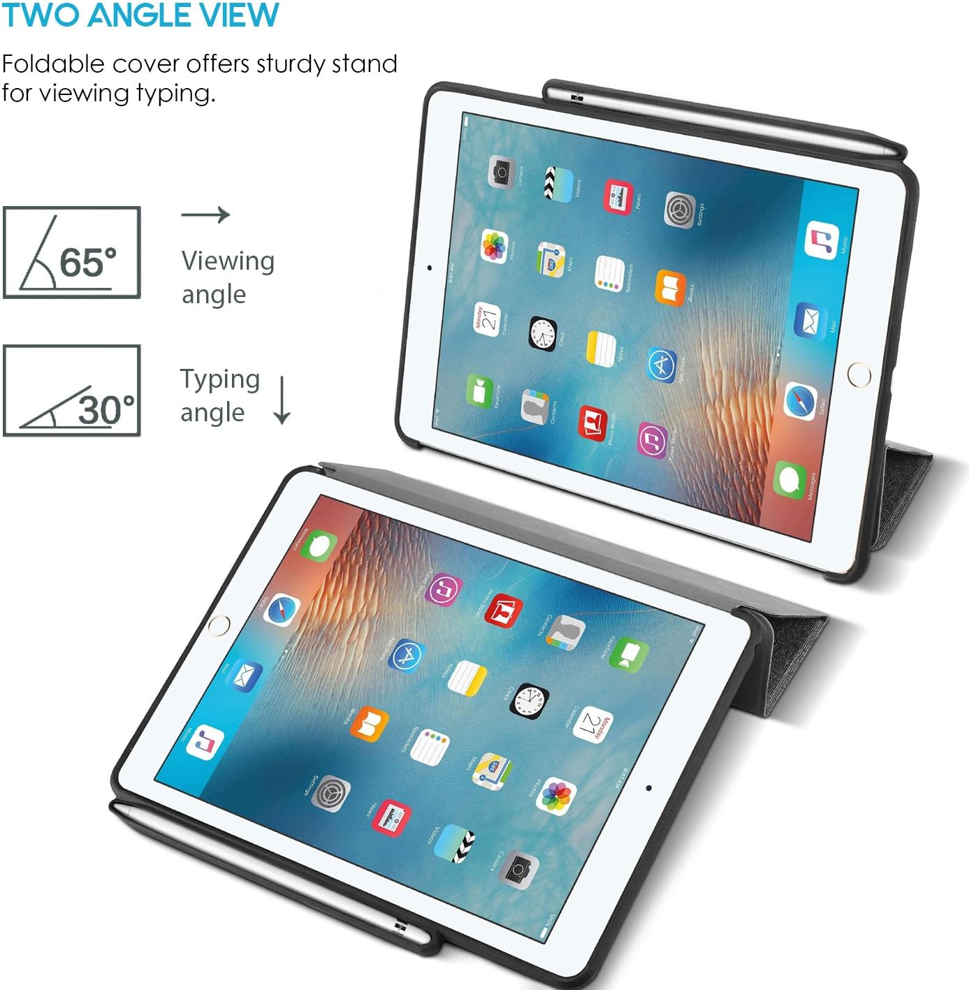 ProCase iPad Air (3rd Gen) 10.5” 2019 / iPad Pro 10.5 Case, Slim Folio Stand Protective Book Cover Case Lightweight Smart Cover for iPad Air 10.5 2019 / iPad Pro 10.5 with Apple Pencil Holder –Grey