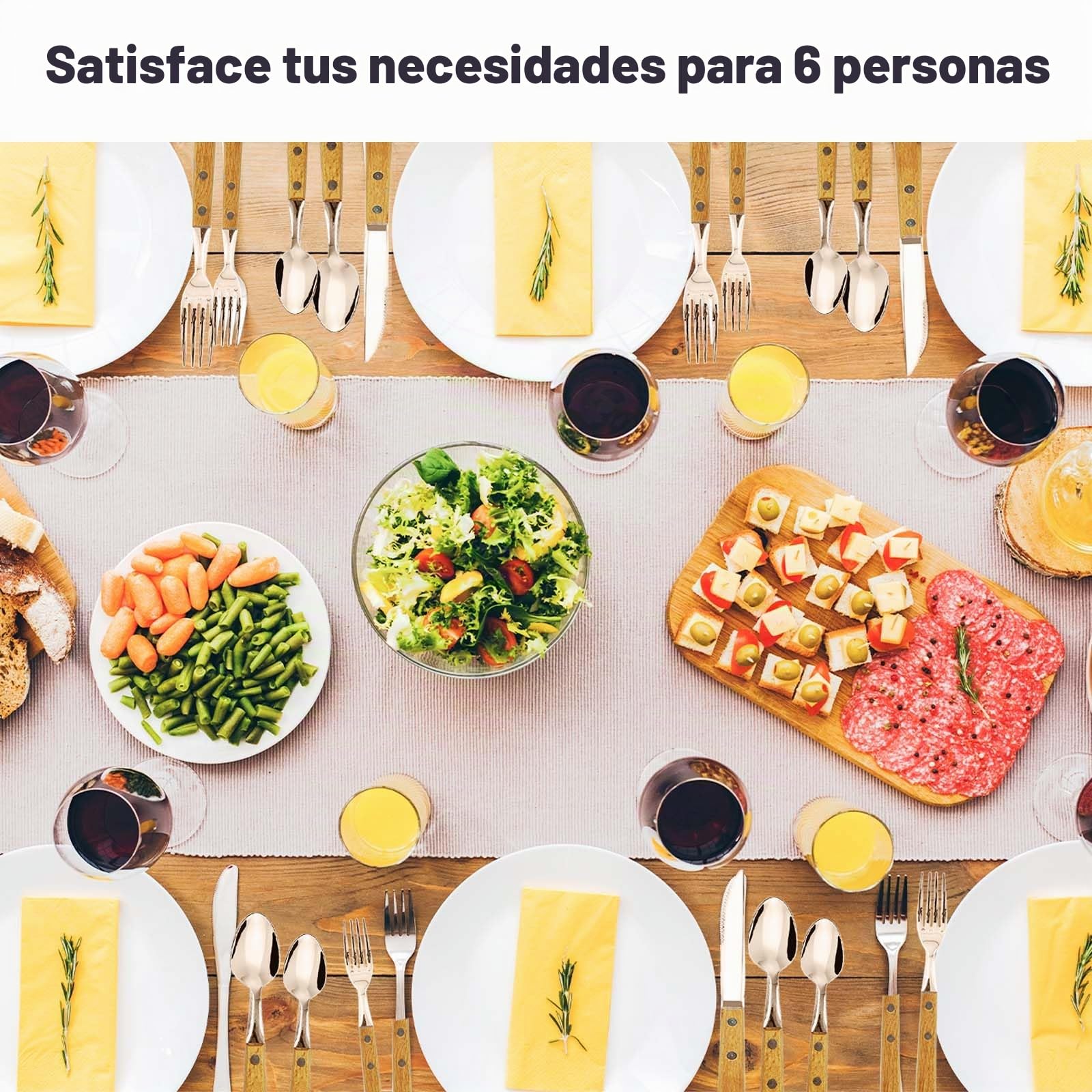 Daily Treasures Juego de Cubiertos con Mangos de Madera, 30 Piezas Acero Inoxidable para 6 Personas, Set Cubiertos Palisandro Premium - Hogar, Cocina, Bares