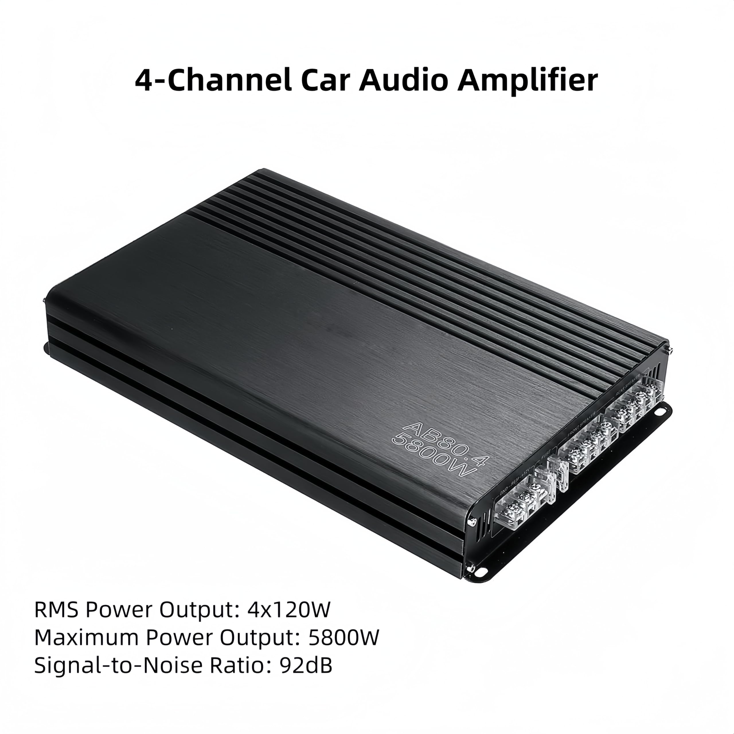 4-Channel Car Audio Amplifier, 5800W 12V Stereo Audio Car Subwoofer, Compact Subwoofer AMP for Car Truck Vehicle Audio Enhancement, 4x120W RMS Power Output 92dB Easy to Install