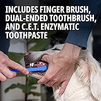 Vista 2 de Virbac C.E.T. Kit de higiene bucal para gatos y perros Juego de 3 piezas con cepillo de dientes de doble extremo, cepillo de dedos y sabor a aves