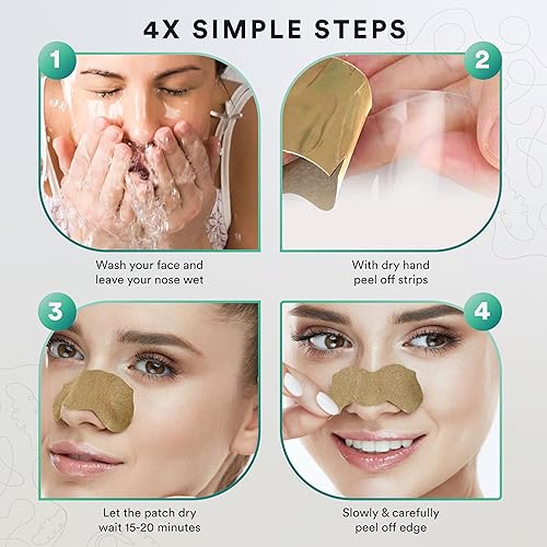 Miniatura 3 de LivaClean Tiras de poros con ácido salicílico, hamamelis y aloe vera, removedor de puntos negros para eliminación de puntos negros de los poros de