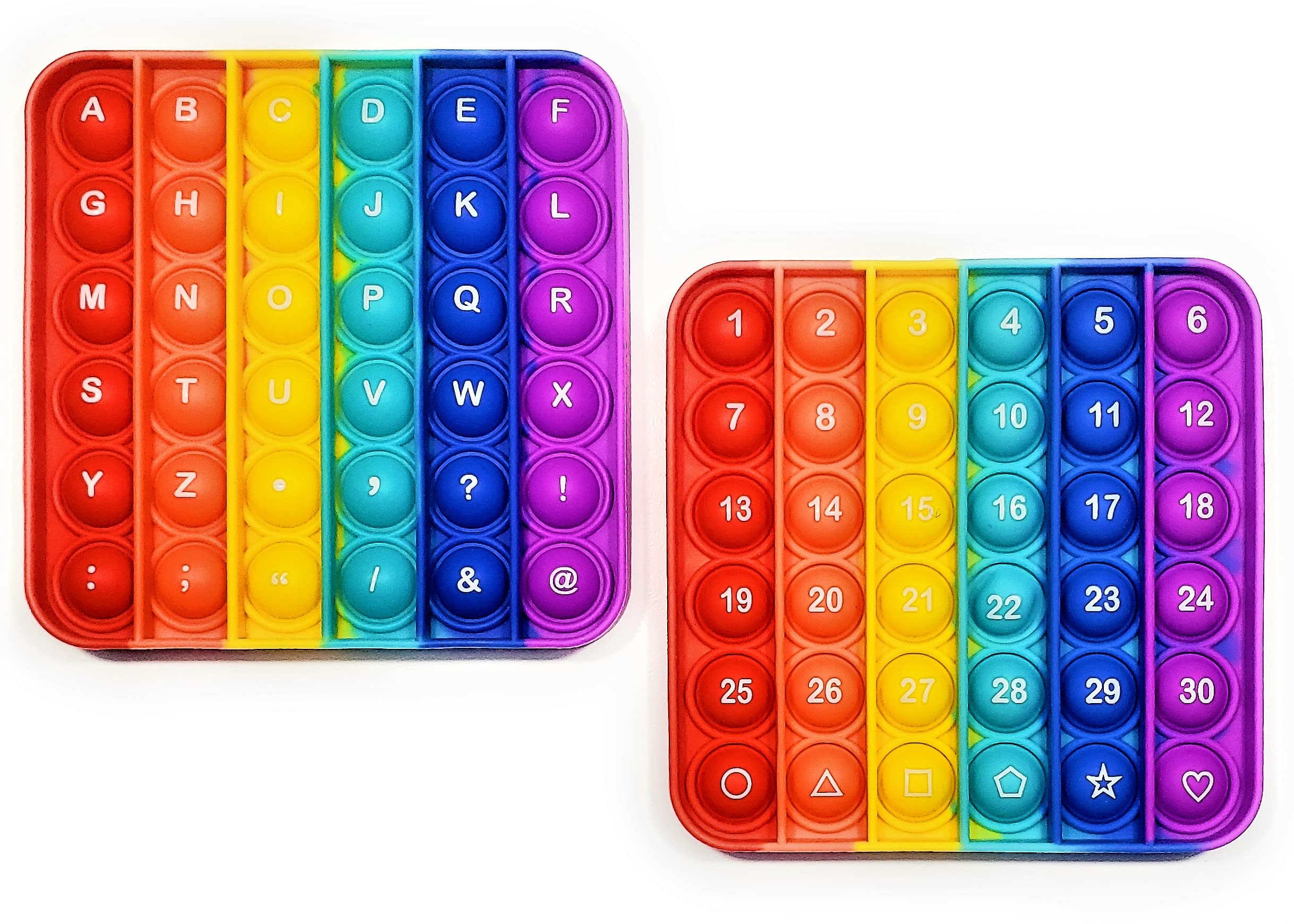 Buy Pop It Letters and Numbers DoubleSided Rainbow Square Fidget Toy