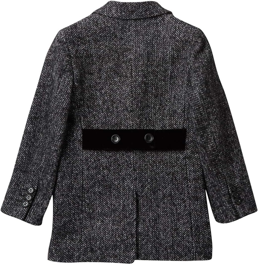Isaac Mizrahi Boy's 2-20 Single Breasted Velvet Lapel Herringbone Wool Overcoat