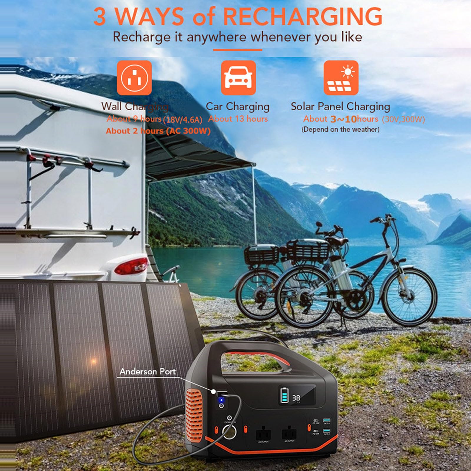 Estación de energía portátil con generador Solar de 150.000 mAh, batería de Respaldo, Fuente de alimentación para Aventuras al Aire Libre, Viajes y acampadas.