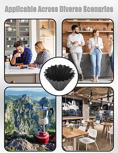 Miniatura 5 de Origami - Gotero de café de resina, compatible con V60Hario, reutilizable, para infusión lenta, apto para lavavajillas, accesorios para cafeteras