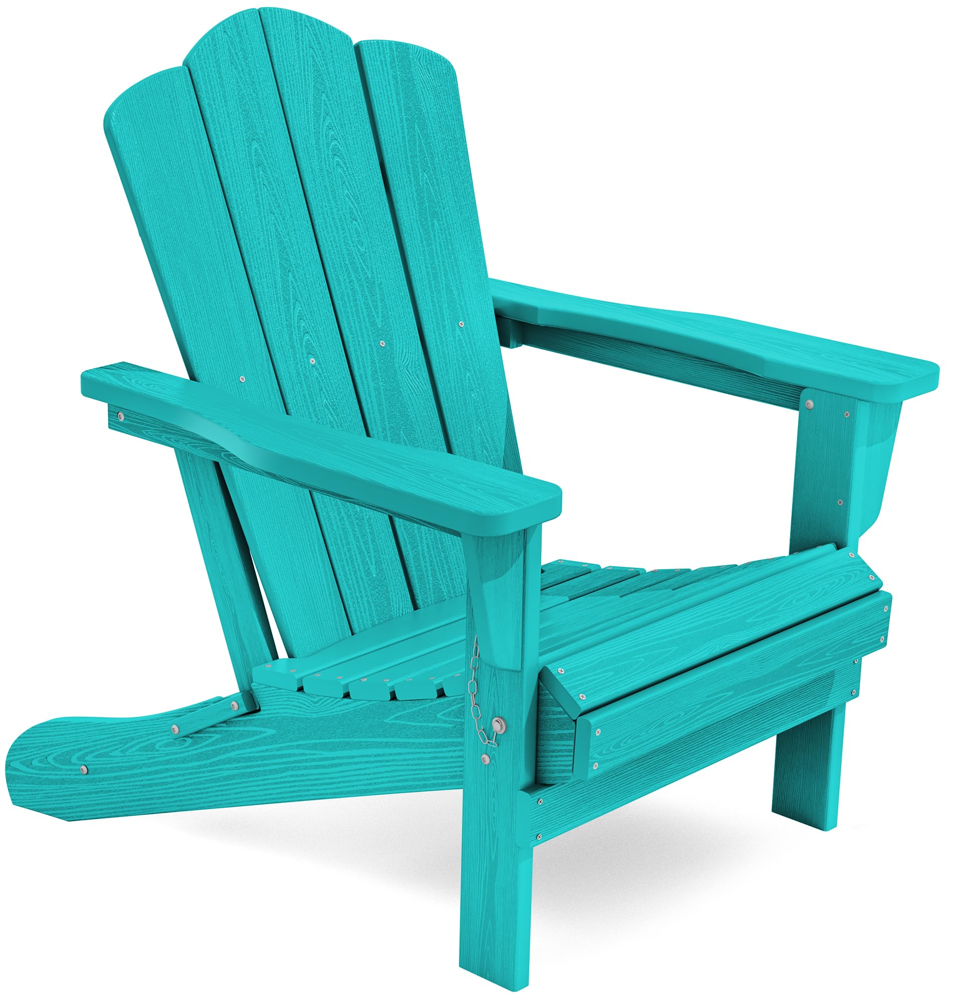 KINGYES Folding Adirondack Chair, HDPE All-Weather Patio Chairs, Wooden Textured Lawn Chair for Poolside, Backyard, Deck, Fire Pit, Aruba