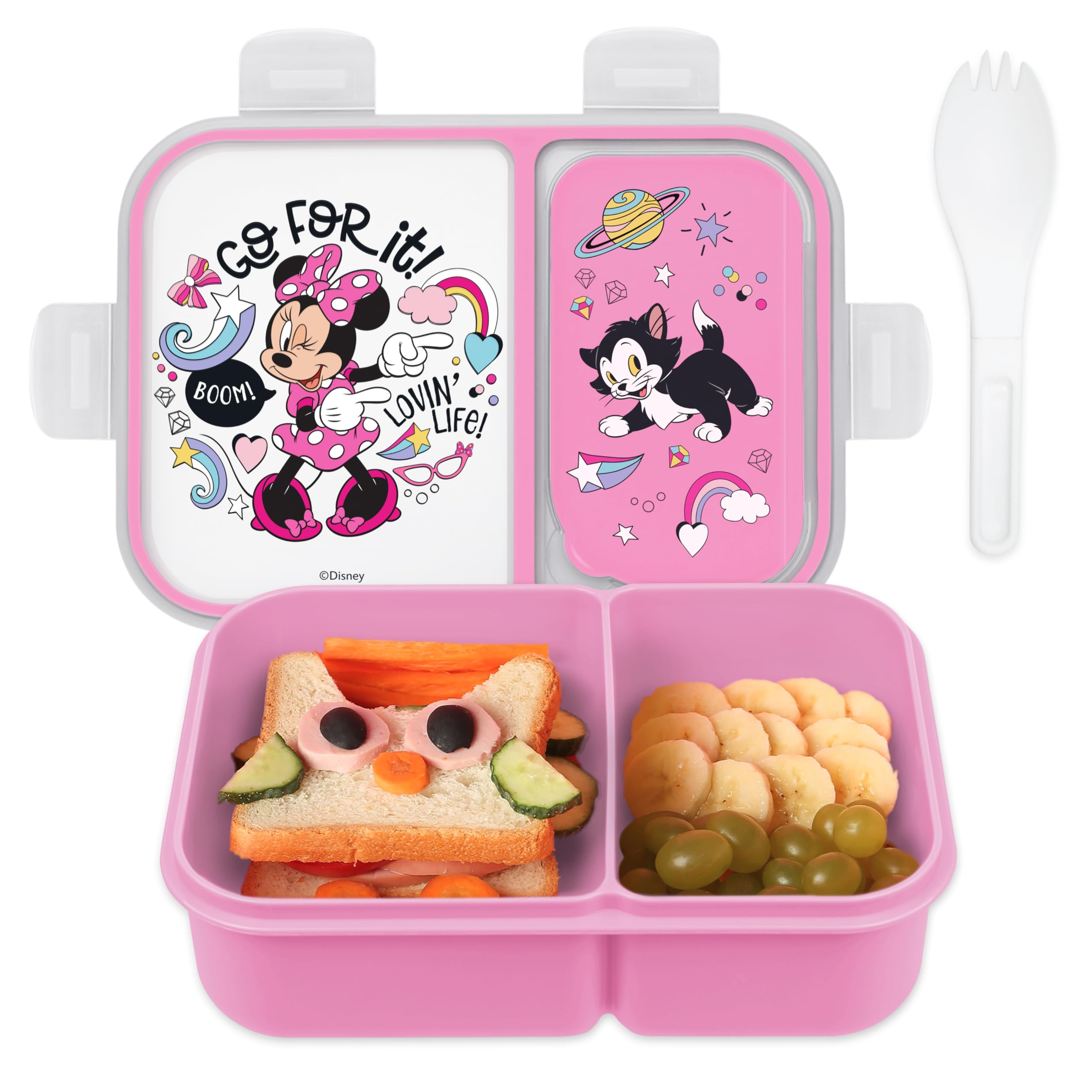 Disney Minnie Bento Box for Kids, Divided Compartments, Leak-Proof