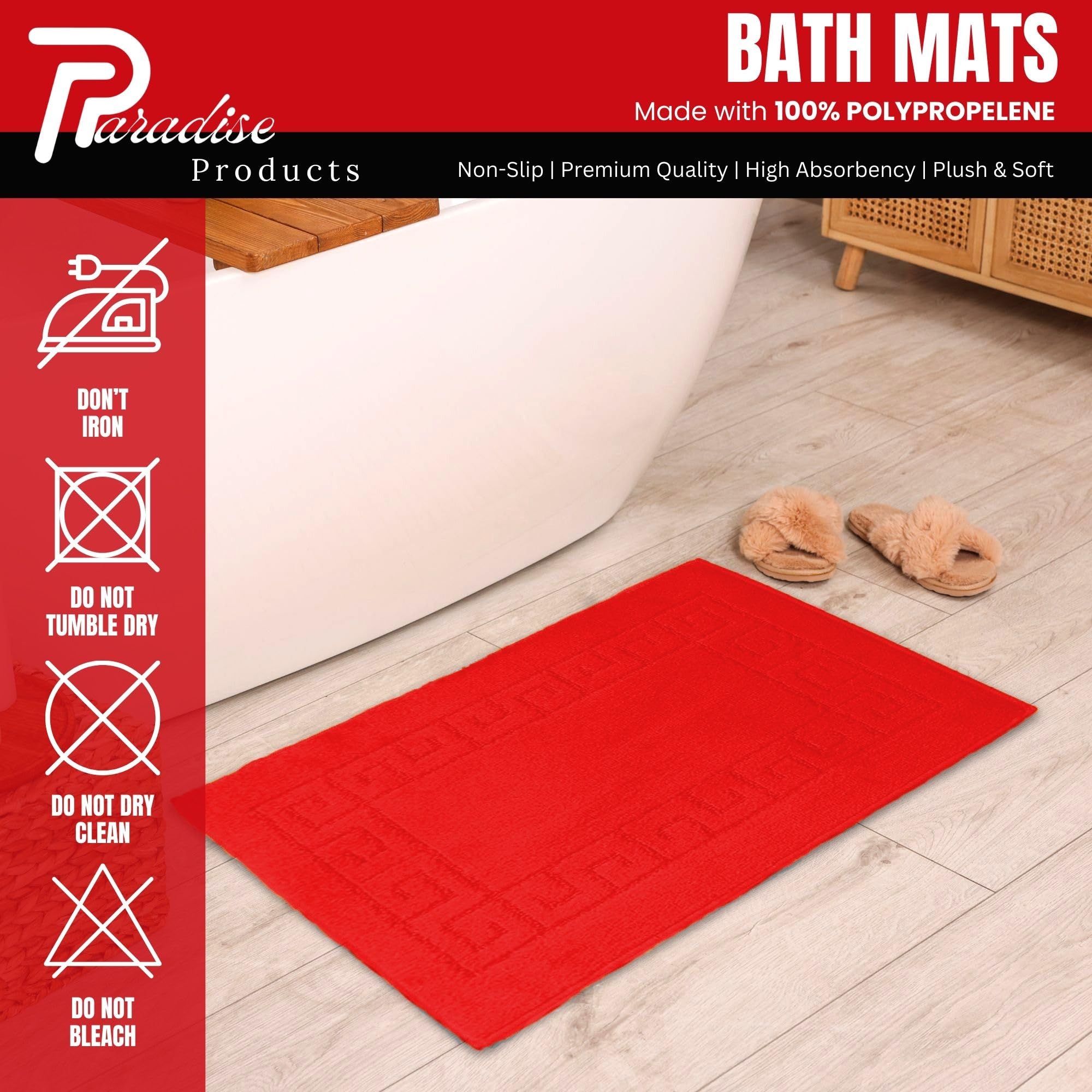 Paradise Products Greek Style Bath Mat Set 2-Piece Non-Slip Bathroom Mats - Image 3